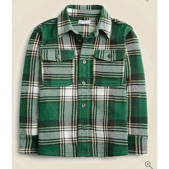 Crewcuts Kids' Long-Sleeve Seaboard Soft-Knit Shirt Plaid Green CB996 Size 6 NWT - Picture 2 of 9